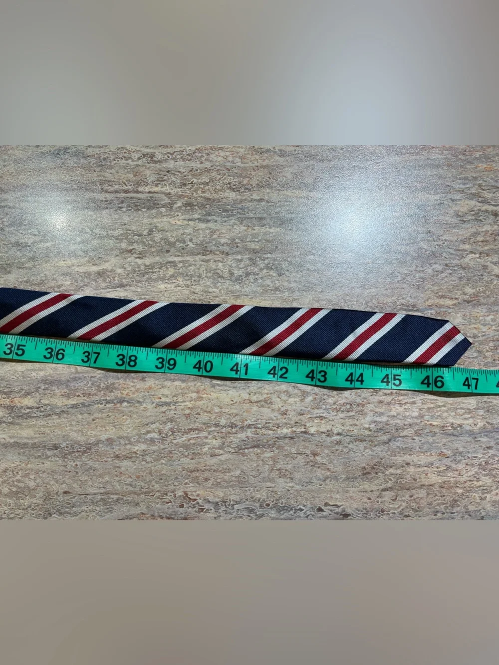 Lands' End Boys Navy Tie with Red and White Stripes EUC